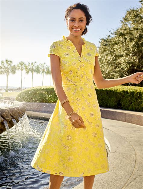 Floral Eyelet Fit & Flare Dress | Talbots