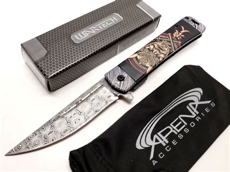 Samurai Warrior Pocket Knife Faux Damascus-PWT323A