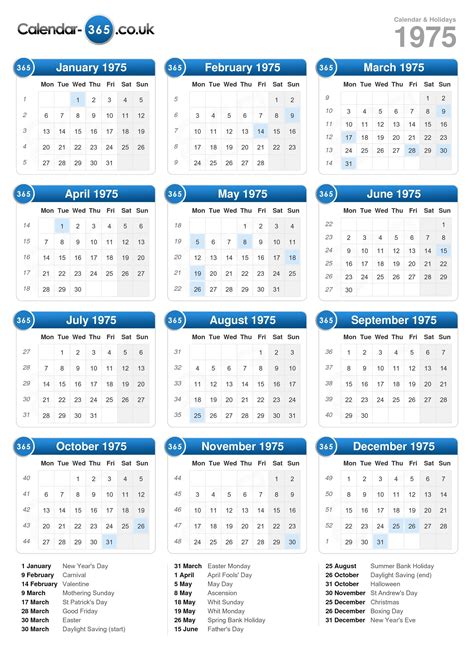 Calendar 1975