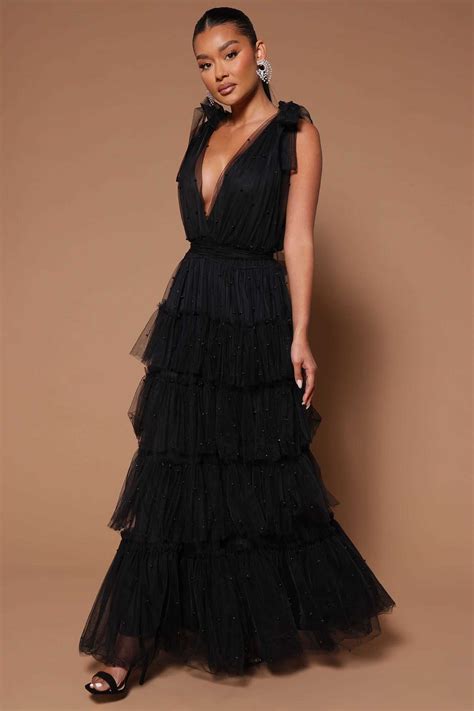 Nya Tulle Maxi Dress - Black - Womens Fashion Dresses