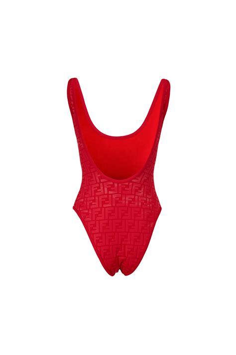 Fendi - Red Embossed FF Bathing Suit | Mitchell Stores