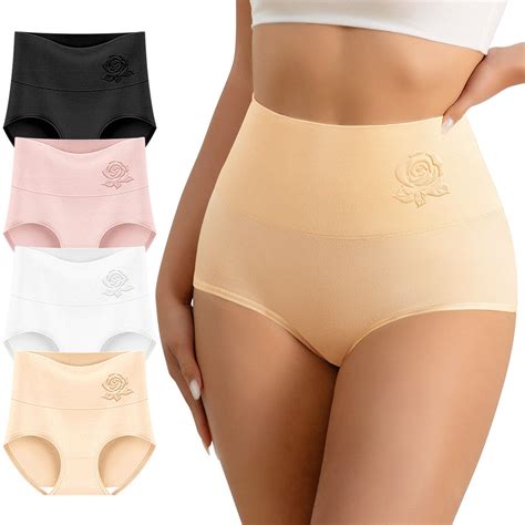 MEIYATING Women's High Waisted Tummy Control Panties - 4-Pack, Seamless ...