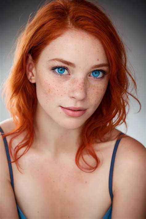 A close up of a woman with red hair and freckled eyes - SeaArt AI