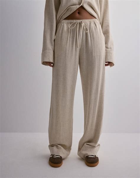 Köp Nelly Pull On Linen Pants - Beige | Nelly.com