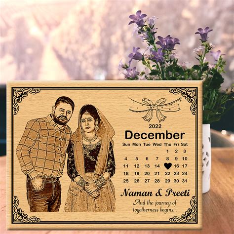 Personalized Wedding Anniversary Date calendar Wooden Photo Frame ...