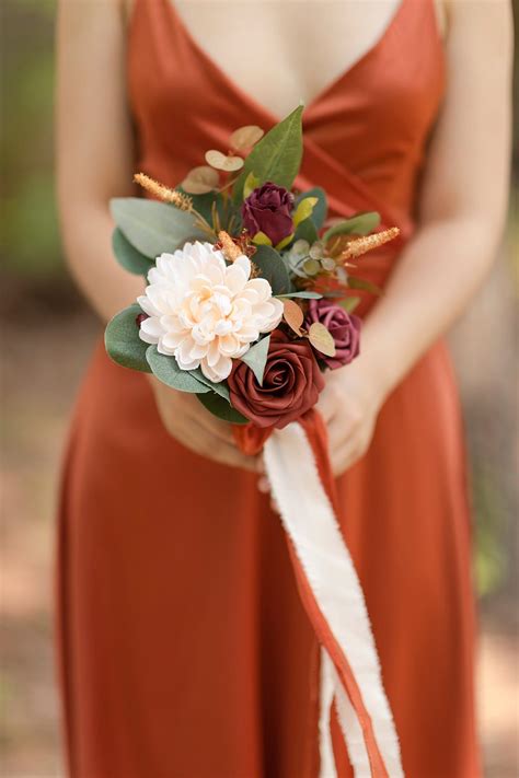 Maid of Honor & Bridesmaid Bouquets in Sunset Terracotta | Clearance ...