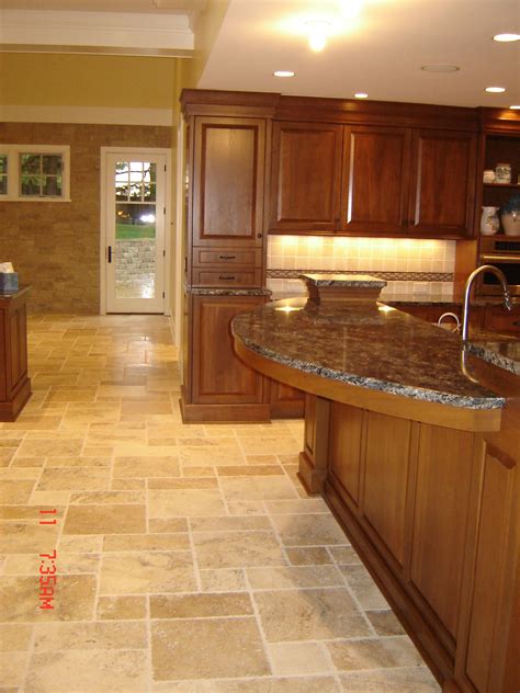 Elegant Kitchen with Heated Travertine Floors
