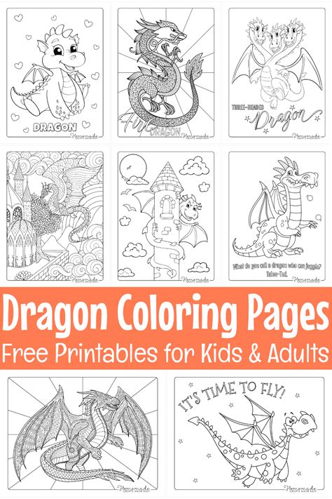 Free Dragon Coloring Pages for Kids & Adults