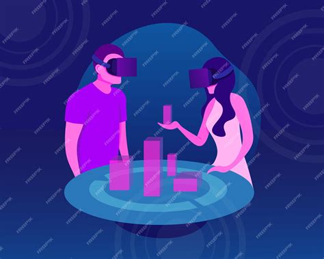 Premium Vector | Colourful cartoon couple experiencing virtual reality ...