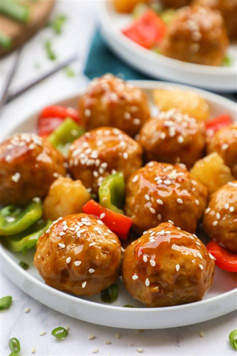 Easy Teriyaki Pineapple Chicken Meatballs - Kalefornia Kravings