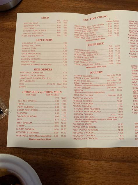 Menu at Ten Yen Restaurant, Livonia