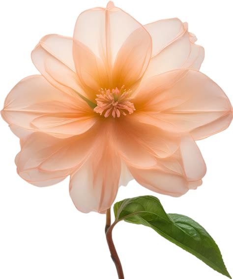 AI generated Peach color flower. Close-up glowing translucent peach ...