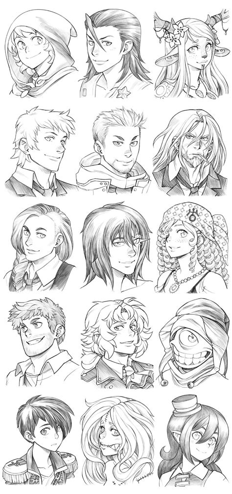 151220 - Headshot Commissions Sketch Dump 13 by Runshin | Arte com personagens, Arte conceitual ...