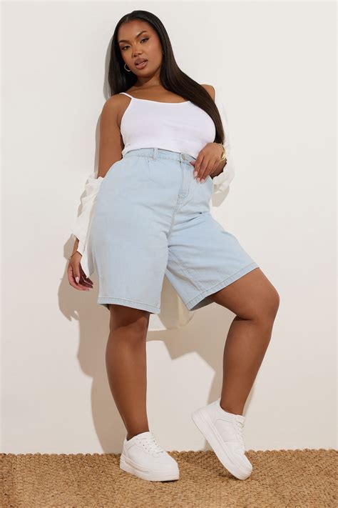 YOURS Plus Size Light Blue Denim Bermuda Shorts | Yours Clothing