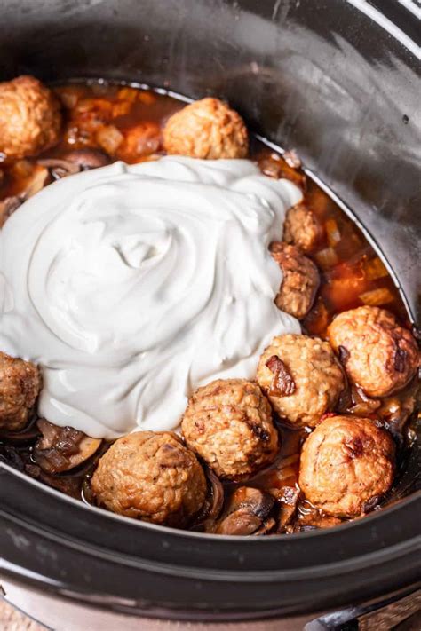 Crock Pot Meatball Stroganoff - The Country Cook