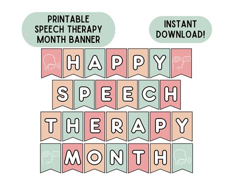 Speech Therapy Month Banner SLP Month Sign Printable Speech Pathologist ...