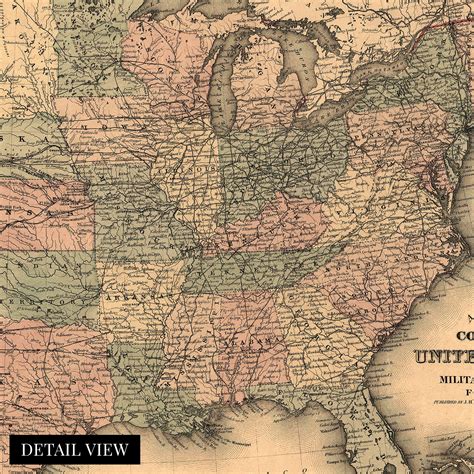 Snapklik.com : Vintage 1861 United States Military Map - 18x24 Inch ...