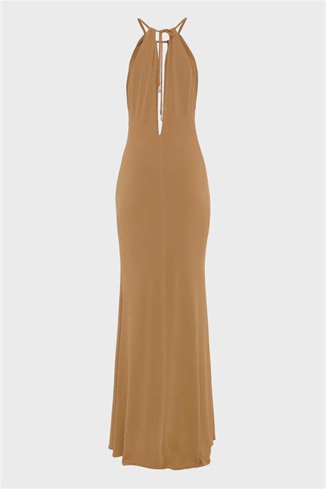 Earth brown long dress NADIA RAPTI - Ena Boutique