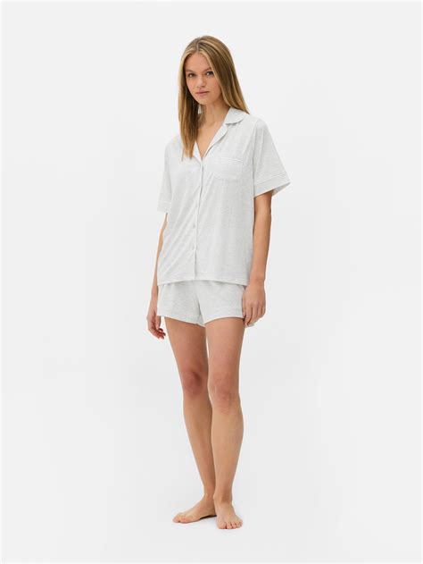 Women's Gray Heather Jersey Boyfriend Short Pajama Set | Primark