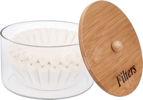 Amazon.com: Coffee Filter Holder with Lid,Glass Coffee Filter Storage ...