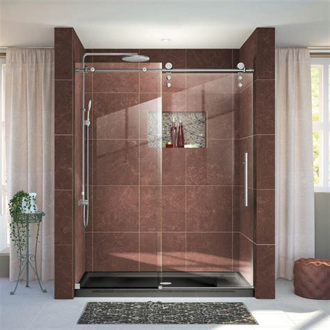 Enigma-Z Brushed Stainless Steel Frameless Sliding Shower Door | Floor ...