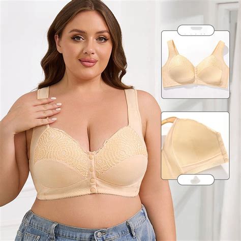 BSDJILFG Plus Size Bras for Big Busted Women No Wire Push Up Bras Wide ...