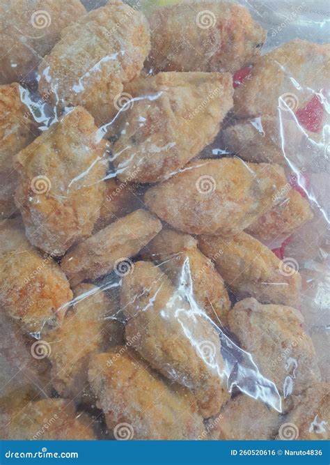 Frozen Fried Chicken Winglet Sold in Singapore Stock Photo - Image of ...
