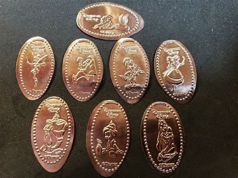 Disney Elongated Penny Set of 8 Ariel Tinkerbell Pinocchio Baloo and Mowgli etc. | eBay