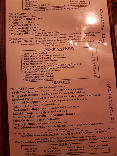 Beef And Bottle Menu