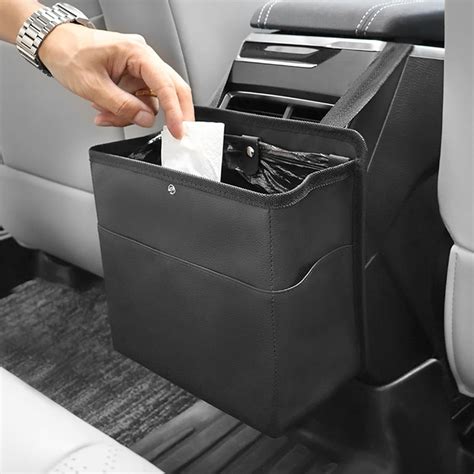 Car Trash Can with Pocket, Small Vehicle Dustbin Automotive Garbage Organizer Bin with 60 Pcs ...