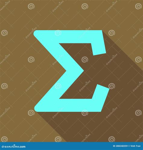 Sum Symbol, Sigma Notation or Summation Glyph Flat Icon with Long ...