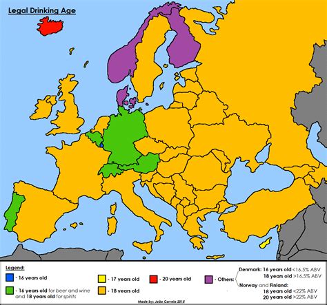 Legal drinking ages in European countries | European map, Vintage usa ...