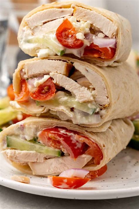 Healthy Greek Chicken Wrap Recipe - One Wholesome Life