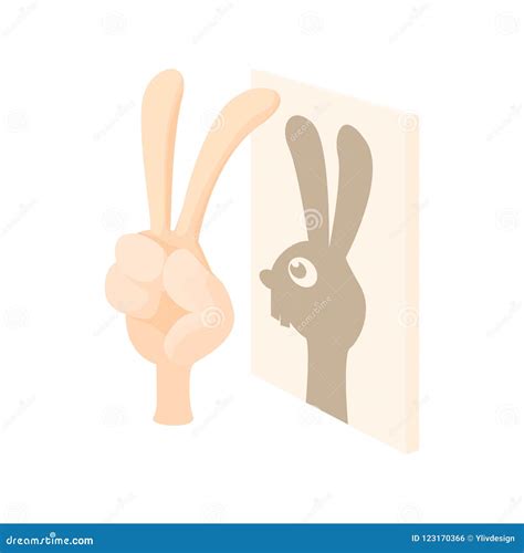 Rabbit, Shadow Puppet Icon, Cartoon Style Stock Illustration ...
