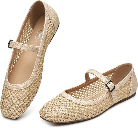 Trary Mary Jane Shoes Women Woven Flats for Women Dressy Ballet Flats ...