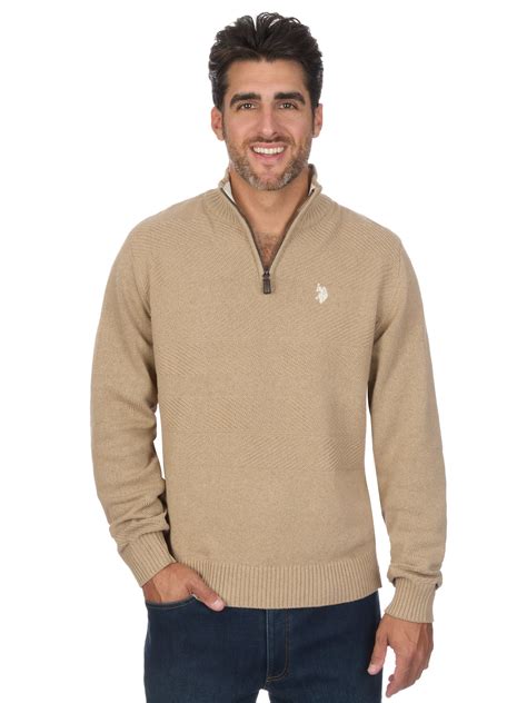 U.S. Polo Assn. Men's Textured Quarter Zip Sweater with Ribbing and ...