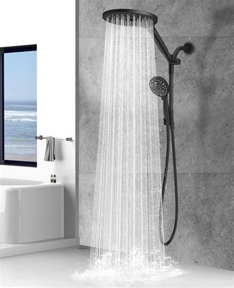 MakeFit Dual Handheld Shower Head Combo, 2-in-1 Rain Shower Heads System 8 Inch Rainfall Shower ...