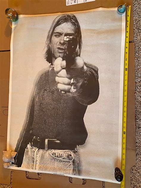 Vintage Nirvana Kurt Cobain Pointing Gun Black and White 1994 Import ...