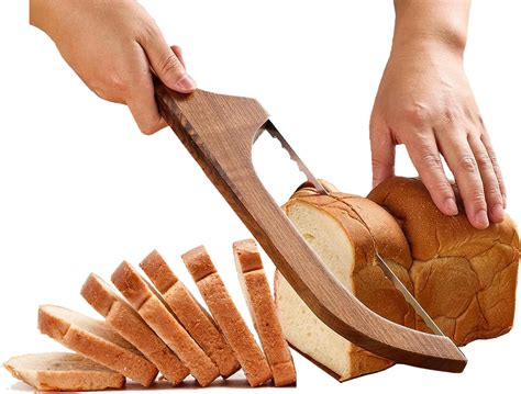 Amazon.com: Wooden Bread Bow Knife, 15" Serrated Homemade Bread Slicer ...