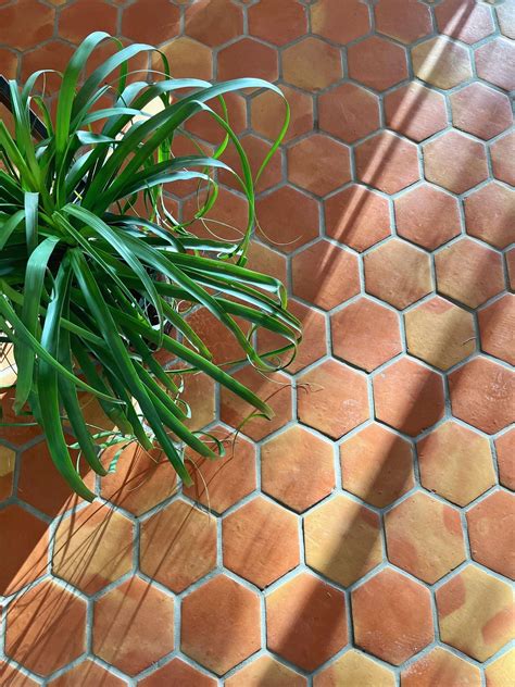 Hexagon 6" Saltillo Tile - Mid-Sized Smooth Gloss Handmade Terracotta ...