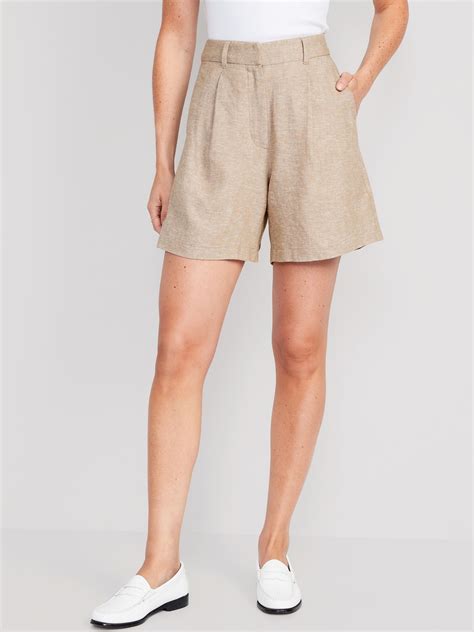 Extra High-Waisted Linen-Blend Taylor Shorts -- 6-inch inseam | Old ...