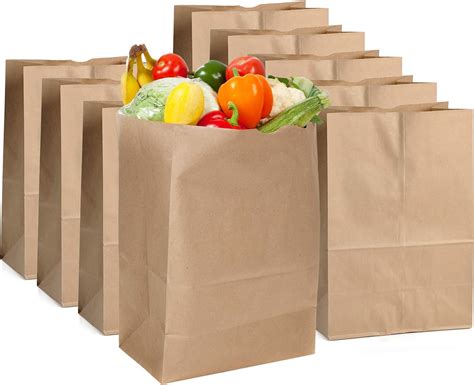 Buy Kraft Brown Paper Bags 57 LB [100 Pack] - Brown Paper Grocery Bag ...