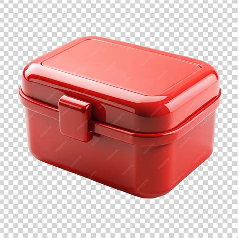 Blank closed Red Lunch Box 3d isolated on transparent background ...