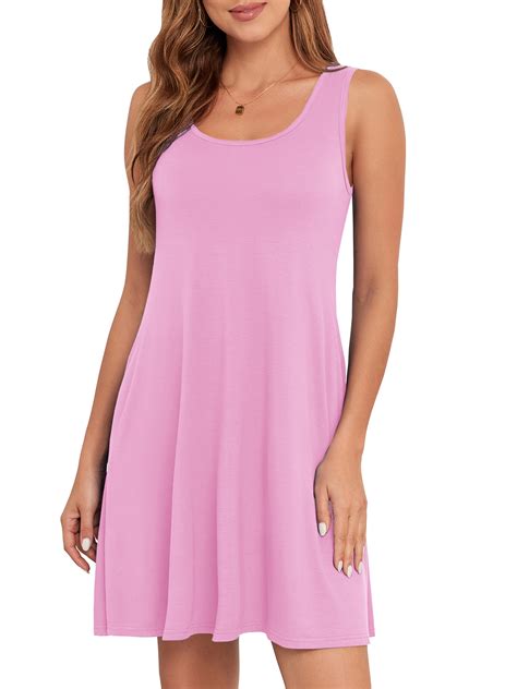 Dyegold Womens Sundresses Summer Casual Boho Pleated Knee Length Swing ...