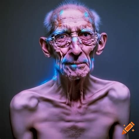 Elderly man wearing a crystal shirt on Craiyon