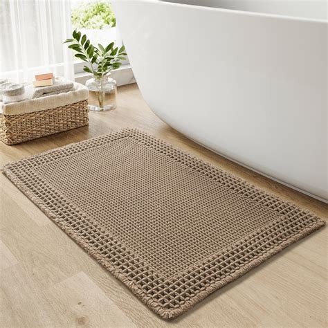 RESARE Waffle Bath Mat for Bathroom, Super Absorbent Bathroom Rugs Non ...