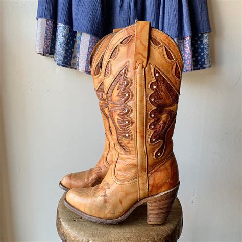 W6.5 Vintage Miss Capezio Marbled Butterfly Cowboy Boots - High Class ...