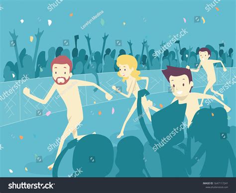 Illustration Man Woman Naked Running Nude Stock Vector (Royalty Free ...