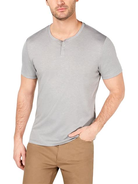 Alfani Mens Casual Short Sleeves Henley Shirt - Walmart.com