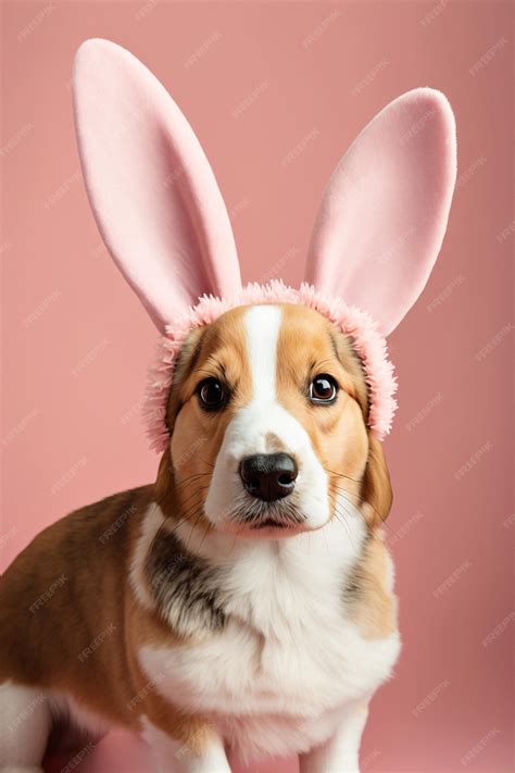 Premium AI Image | Generative ai funny dog wearing bunny ear costume ...